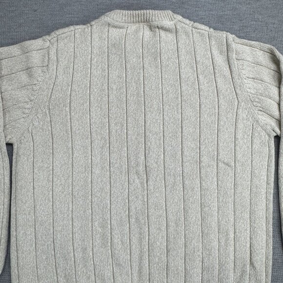 Dockers Mens Size Large Beige Oatmeal Ribbed Knit Crewneck Sweater Long Sleeve - Picture 4 of 10